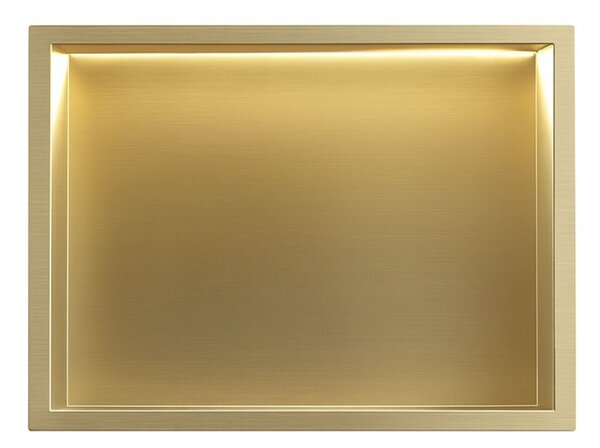 VESTAVNÁ KOUPELNOVÁ POLICE LED 30x45 brush gold