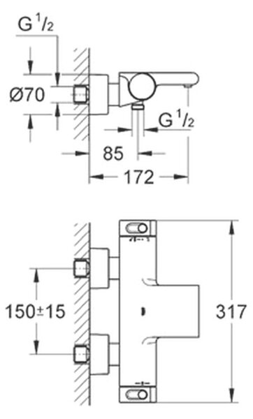 GROHE Grohtherm 2000 - Termostatická vanová baterie, DN 15, Chrom 34174001