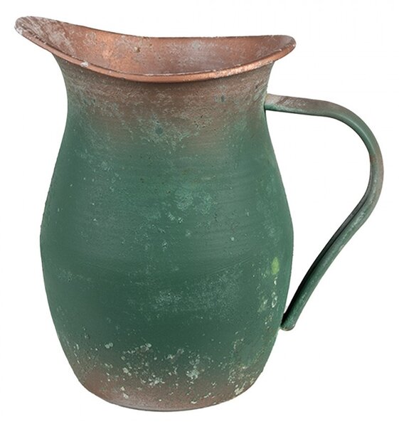 Zelený antik plechový dekorační džbánek - 19*13*19 cm