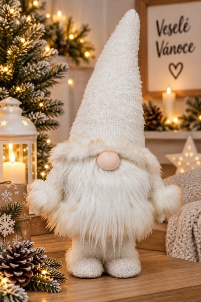 Bílý houpací vánoční skřítek 53 cm 3000019