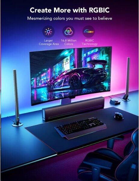 Govee - SADA 2x Smart Gaming Wi-Fi LED RGBIC Panely + Smart Dual + DO