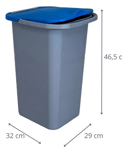 BELLI e FORTI s.r.l. Belli E Forti koš na tříděný odpad PREMI, šedý, plast, modré víko, 24 L