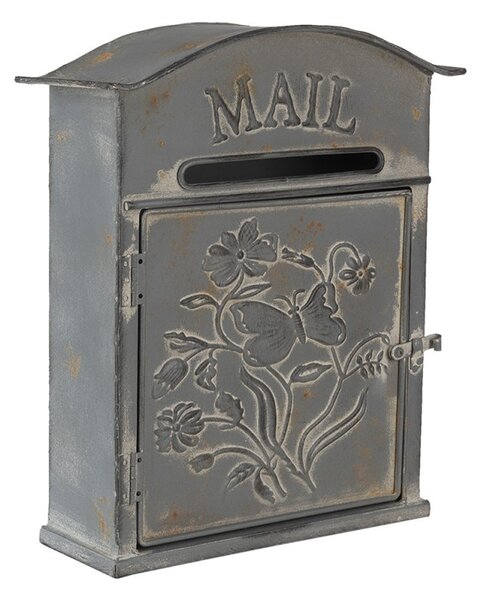 Šedá retro poštovní schránka Mail - 26*10*31 cm - Clayre & Eef