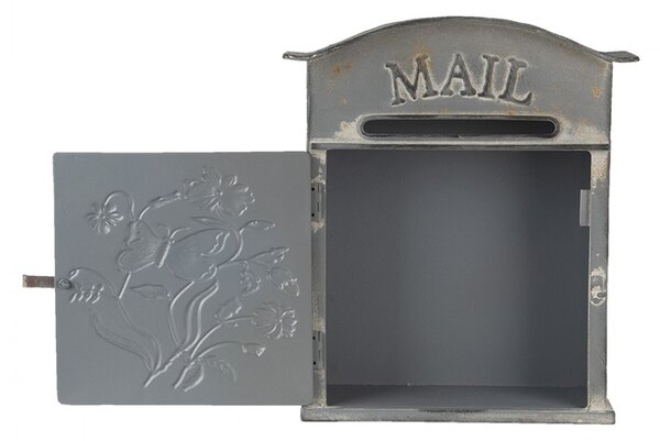Šedá retro poštovní schránka Mail - 26*10*31 cm - Clayre & Eef