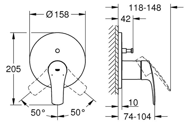 GROHE Eurosmart - Páková baterie s dvousměrným přepínačem, Chrom 24043003