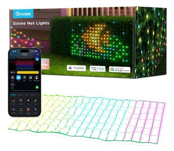 Govee - LED RGBIC Venkovní světelná síť 143x85cm Wi-Fi Matter IP65