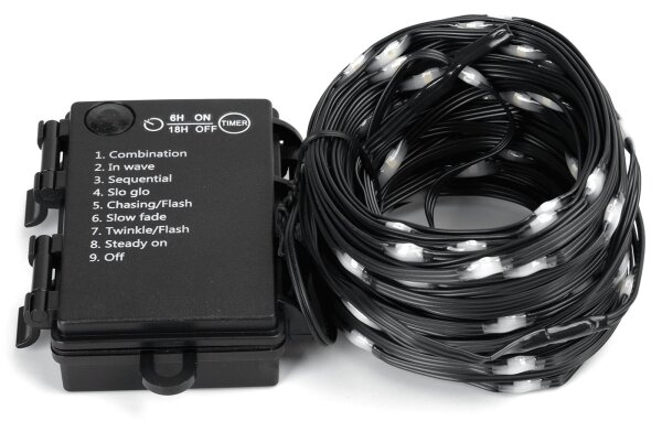 Aigostar -LED Venkovní řetěz 50xLED/8 funkcí 3xAA 5,3m IP44 studená bílá