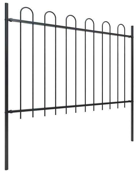 Zahradní plot s obloukem nahoře ocelový 671 x 120 cm černý 277668