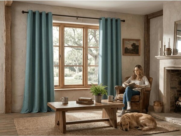 Zatemňovací závěs DREAM VELVET 140x250 cm, modrozelený Zavěšení: Kovové kroužky