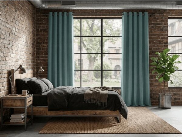 Zatemňovací závěs DREAM VELVET 140x250 cm, modrozelený Zavěšení: Kovové kroužky
