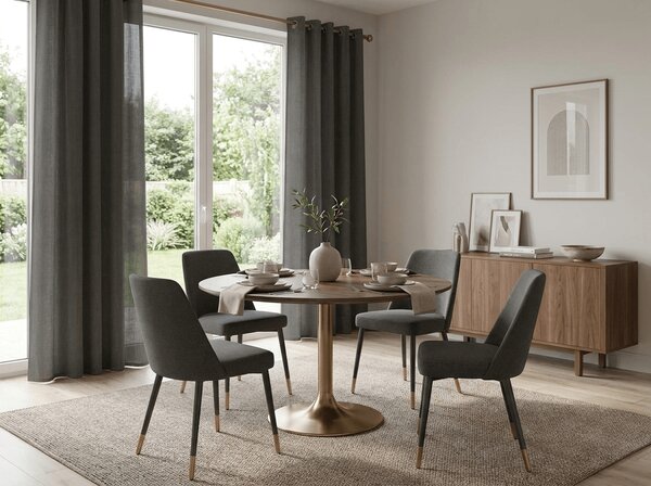 Závěs TAVIO 140x250 cm, šedohnědý Zavěšení: Kovové kroužky