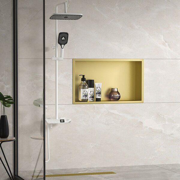Bathroom shelf 30x45 gold brush