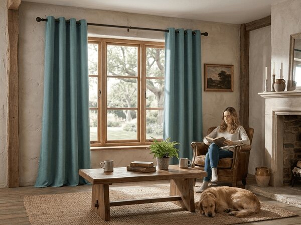 Zatemňovací závěs DREAM VELVET 140x270 cm, modrozelený Zavěšení: Řasící páska