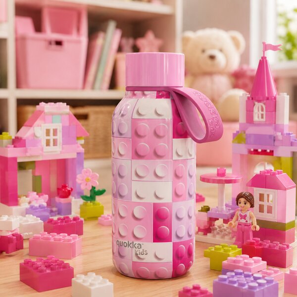 Dětská termoláhev Solid, 330ml, Quokka, pink bricks