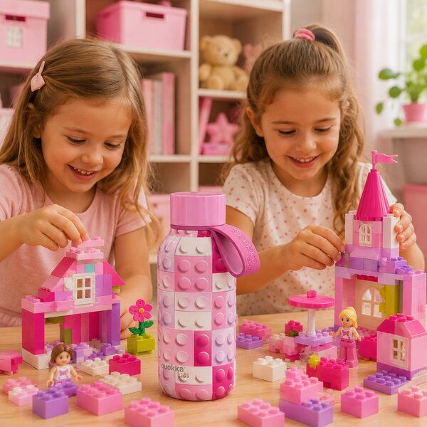Dětská termoláhev Solid, 330ml, Quokka, pink bricks