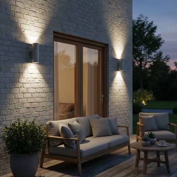 Ideal Lux - Venkovní nástěnné svítidlo GUN 1xGU10/35W/230V 21 cm IP44 šedá
