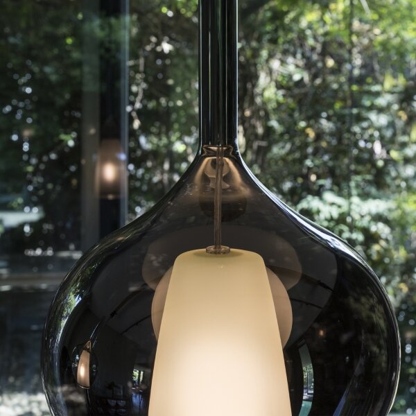 Ideal Lux - Lustr na lanku KALIQUE 1xE27/42W/230V pr. 18 cm kouřová černá