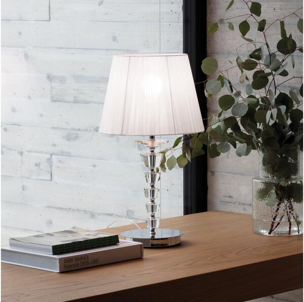 Ideal Lux - Křišťálová stolní lampa PEGASO 1xE27/60W/230V lesklý chrom
