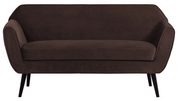 WOOOD Tmavě hnědá sametová dvoumístná pohovka Rocco 150 cm