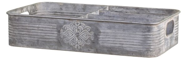 Dekorační plechový zinkový antik podnos s přihrádkami - 41*24*9cm - Chic Antique