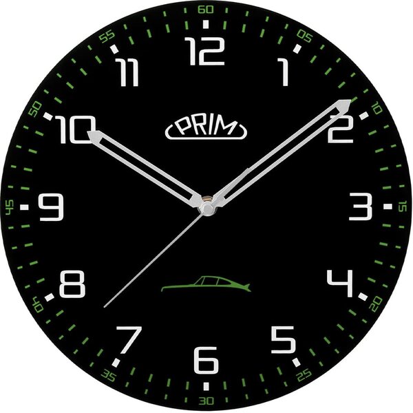 PRIM Černé nástěnné hodiny Prim Speedline - černo-zelené E09.5530.9040