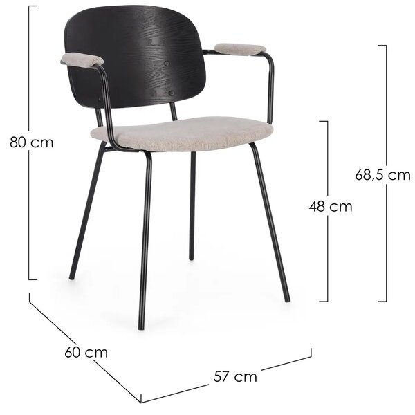 -25 % Dny Marianne - Bizzotto Černá dřevěná jídelní židle Sienna se světle šedým sedákem