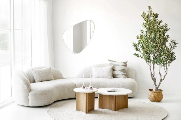 Nordic Living Bílý dřevěný odkládací stolek Morthy ø50 cm