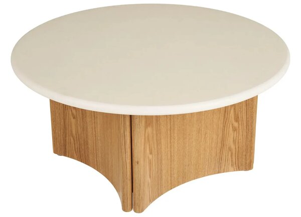 Nordic Living Bílý dřevěný konferenční stolek Morthy ø80 cm