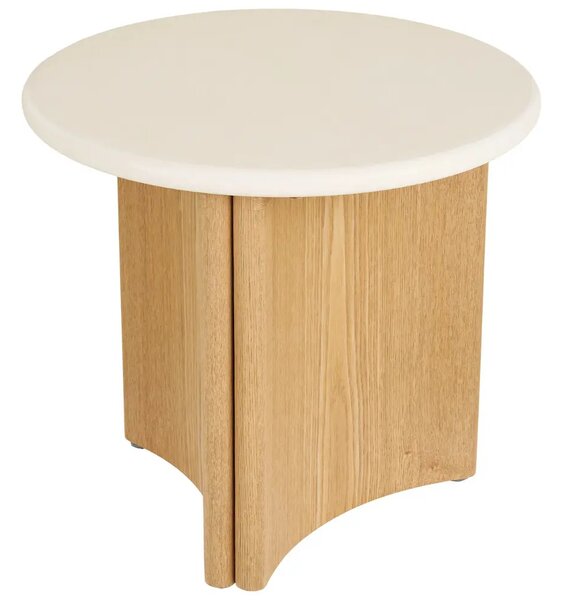 Nordic Living Bílý dřevěný odkládací stolek Morthy ø50 cm