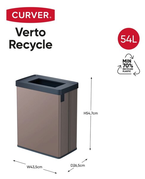 Růžový odpadkový koš na tříděný odpad z recyklovaného plastu 54 l Verto Recycle – Curver