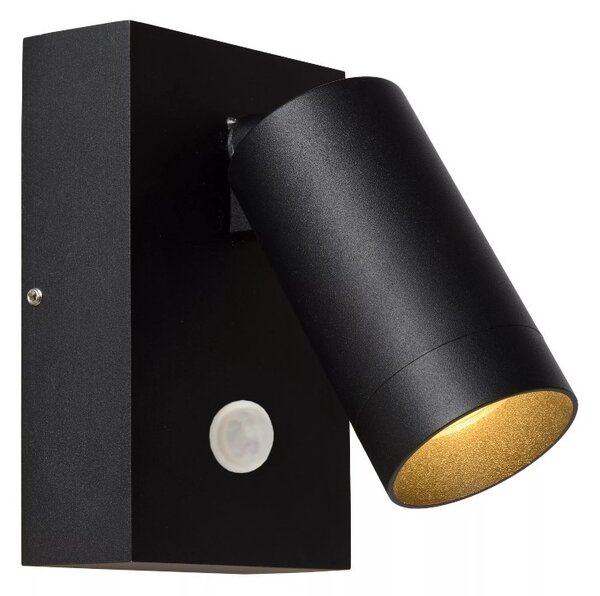 Lucide 09831/01/30 venkovní nástěnná lampa Taylor 1x50W | GU10 | IP54 - černá, bodová, nastavitelná, pohybový senzor