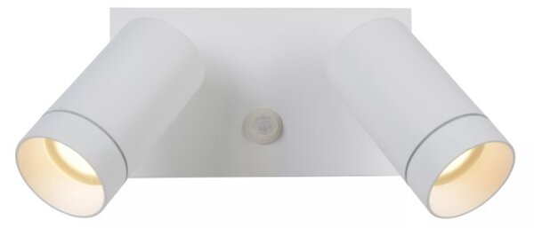 Lucide 09831/02/31 venkovní nástěnná lampa Taylor 2x50W | GU10 | IP54 - bílá, bodová, nastavitelná, pohybový senzor