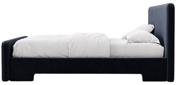 Micadoni Tmavě modrá sametová dvoulůžková postel Eda 160 x 200 cm