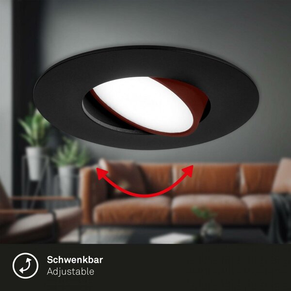 BRILONER 3ks sada LED vestavné svítidlo, 9 cm, 4,9W, 480lm černá BRI 7597035