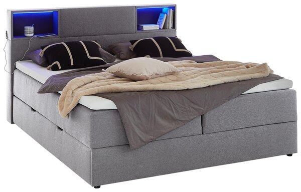 POSTEL BOXSPRING, 180/200 cm, světle šedá Xora - Postele s úložným prostorem, Online Only