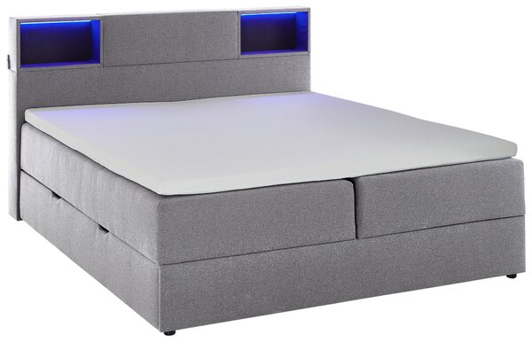 POSTEL BOXSPRING, 180/200 cm, světle šedá Xora - Postele s úložným prostorem, Online Only