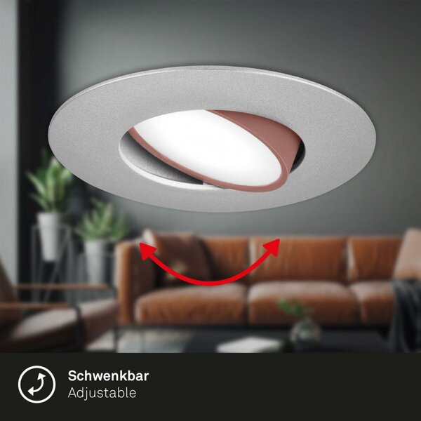 BRILONER 3ks sada LED vestavné svítidlo, 9 cm, 3x 4,9W, 480lm, matný chrom BRI 7597034