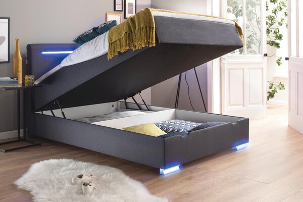 POSTEL BOXSPRING, 140/200 cm, antracitová Boxxx - Postele s úložným prostorem, Online Only