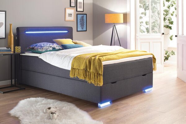 POSTEL BOXSPRING, 120/200 cm, antracitová Boxxx - Postele s úložným prostorem, Online Only