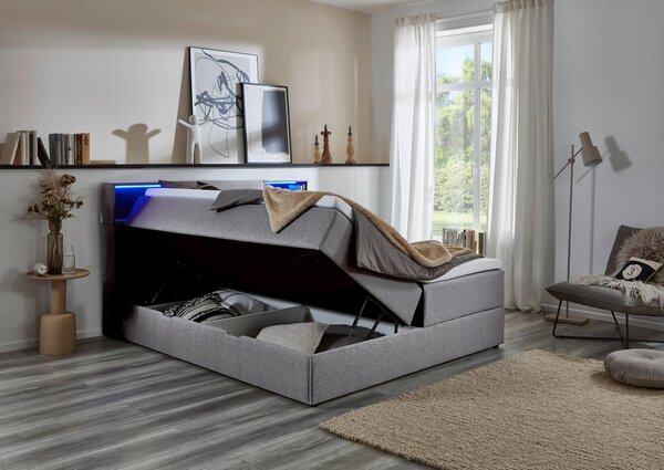 POSTEL BOXSPRING, 160/200 cm, světle šedá Xora - Postele s úložným prostorem, Online Only