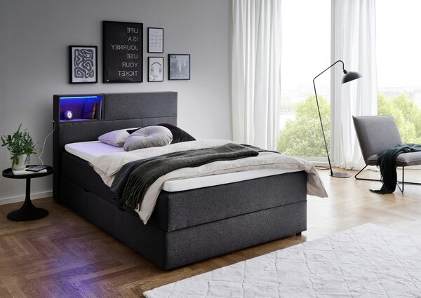 POSTEL BOXSPRING, 120/200 cm, antracitová Xora - Postele s úložným prostorem, Online Only