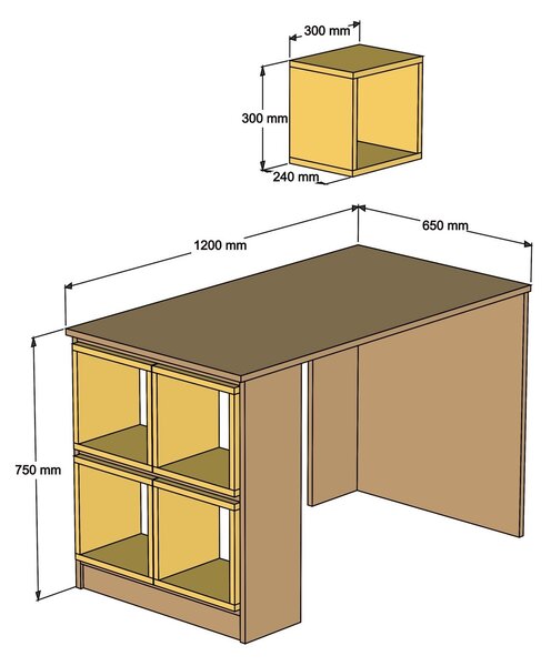 ASIR Psací stůl BOX ořech bílý