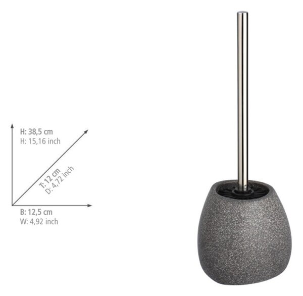 Šedý keramický toaletní kartáč Wenko Pion, výška 38,5 cm