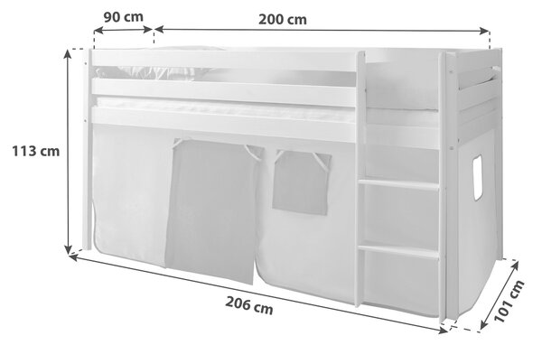 VYSOKÁ POSTEL, 90/200 cm, zelená, přírodní barvy, béžová MID.YOU - Vyvýšené postele, Online Only