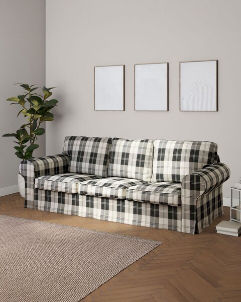 Potah na pohovku IKEA Ektorp 3-místná, rozkládací STARÝ MODEL PIXBO barva černá látka pletený vzor, vzorované