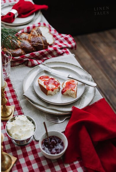 Červené látkové podtácky v sadě 4 ks Red Gingham – Linen Tales