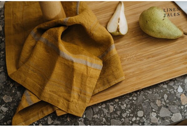 Lněná utěrka 65x65 cm Amber Bronze Stripes – Linen Tales