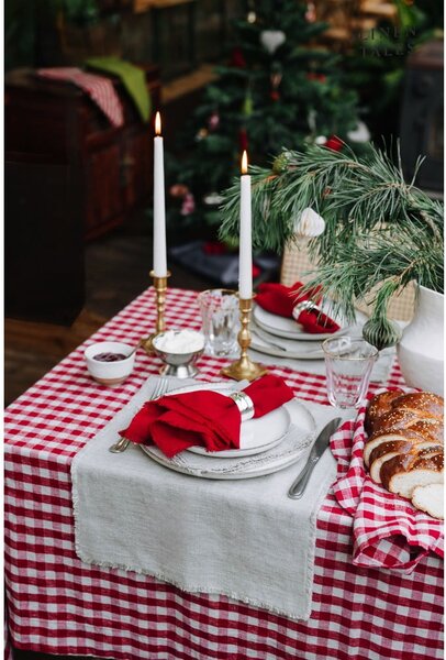 Červené látkové podtácky v sadě 4 ks Red Gingham – Linen Tales