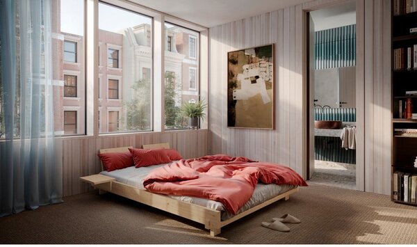 Hnědá dvoulůžková postel z borovicového dřeva s roštem 140x200 cm Social – Karup Design