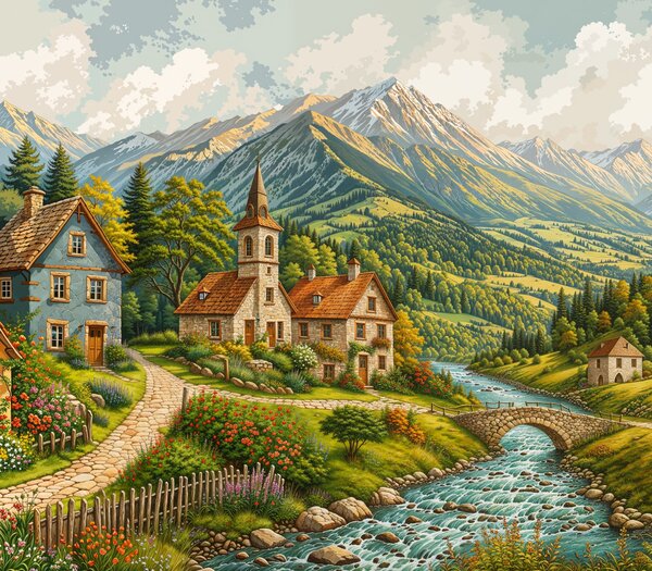 Obraz na plátně - Kamenice nad Tichou FeelHappy.cz Velikost obrazu (šířka x výška): 60 x 20 cm